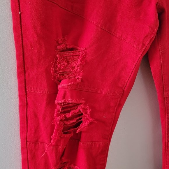 Arganaut Red Ultra Slim Fit Big Tall Ripped Distressed Destroyed Jeans 42 42x32 - Picture 3 of 8